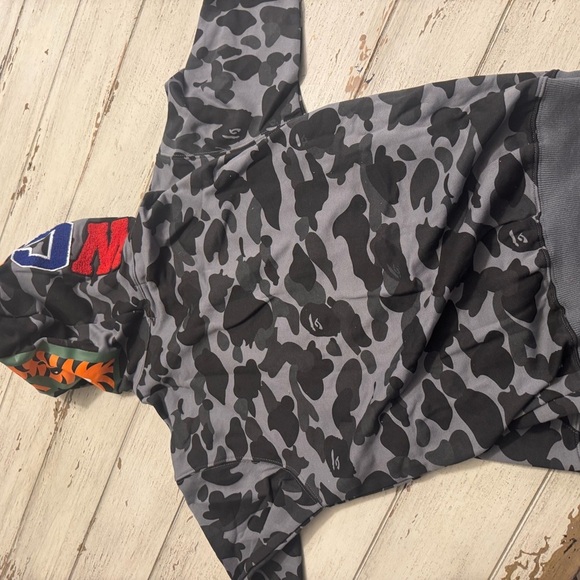 Bape Full Face Zip Shark Jacket Gray Camo ABC Men’s Large - Picture 3 of 9